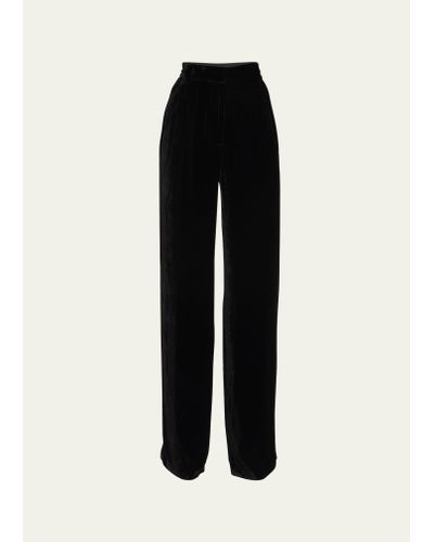 Ulla Johnson Veronica High Rise Silk-velvet Wide-leg Pants - Black