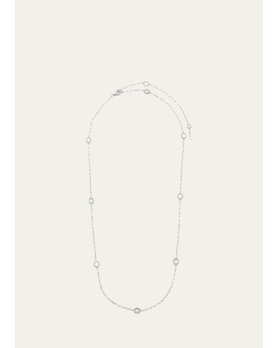 64 Facets 18k White Gold Diamond Station Necklace - Natural