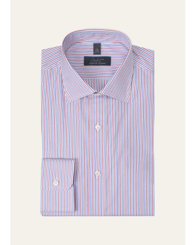 Bergdorf Goodman Cotton Multi-stripe Dress Shirt - Purple