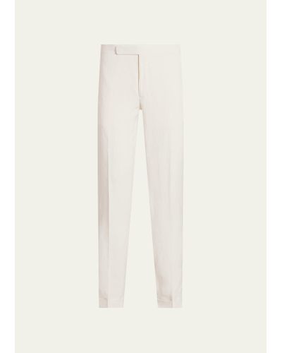 Ralph Lauren Purple Label Luxe Tussah Silk And Linen Pants - White