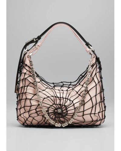 Givenchy Moon Cut-out Calfskin Net Small Hobo Bag - Gray