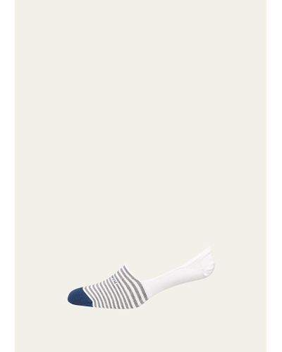 Marcoliani Invisible Touch Striped No-show Socks - White