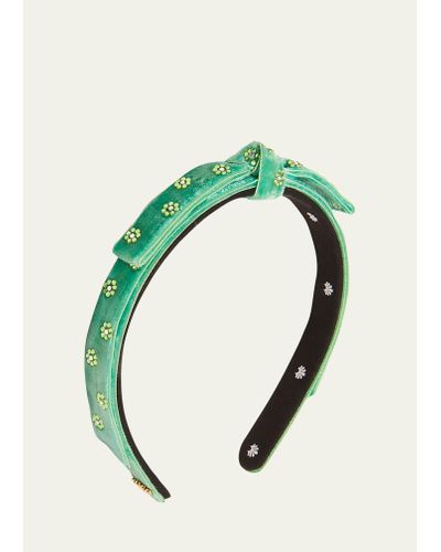 Lele Sadoughi Bardot Embellished Ribbon Headband - Green