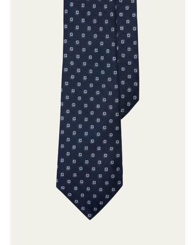 Ralph Lauren Dotted Squares Silk Tie - Blue