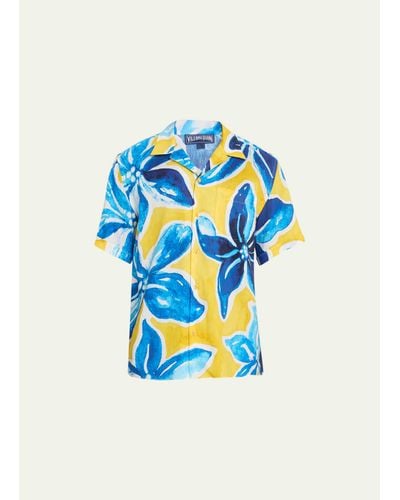 Vilebrequin Hawaiian Leaf Camp Shirt - Blue