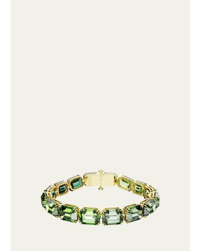 Swarovski Millenia Gold-tone Octagon-cut Green Crystal Tennis Bracelet