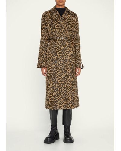 ROKH Button-embellished Long Printed Trench Coat - Natural