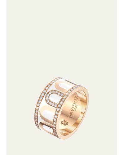 Davidor L'arc De Ring Gm In 18k Rose Gold With Neige Lacquered Ceramic And Porta Diamonds - Natural