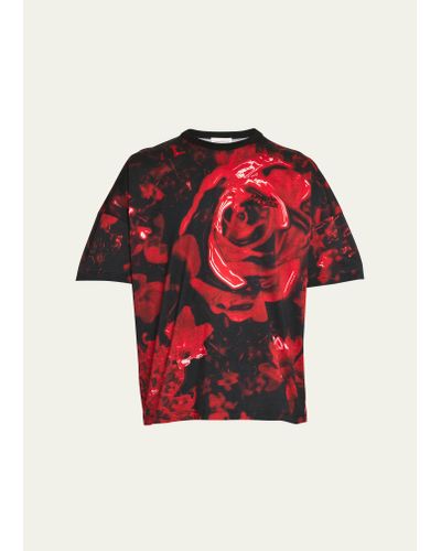Alexander McQueen Floral Wax Seal Print T-shirt - Red