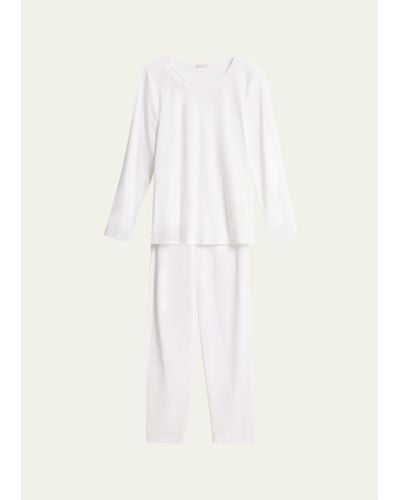 Hanro Michelle Lace-trim Supima Cotton Pajama Set - White