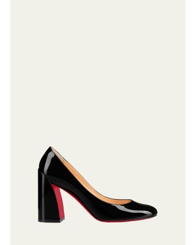 Christian Louboutin Miss Sab Patent Red Sole Pumps - White