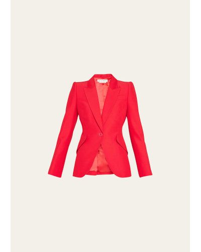 Alexander McQueen Classic Single-breasted Suiting Blazer - Red