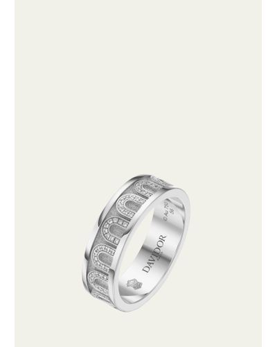 Davidor L'arc De Ring Mm In 18k White Gold With Satin Finish And Arcade Diamonds