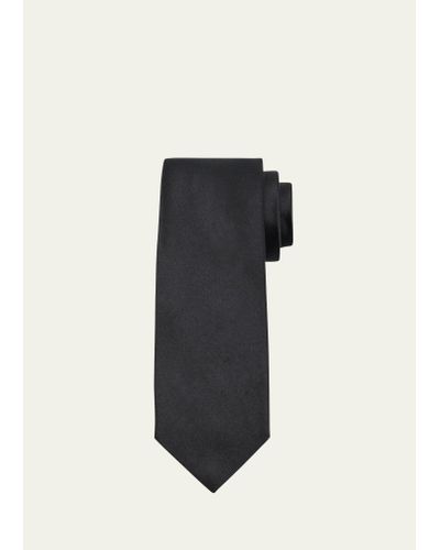 Charvet Skinny Satin Silk Tie - Black