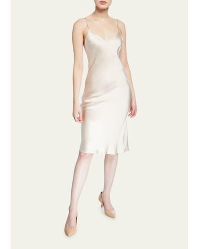L'Agence Jodie V-neck Silk Slip Dress - Natural