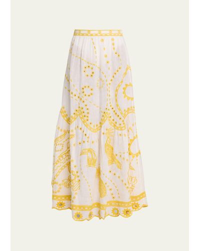 Eres Ambra Tropical Embroidered Maxi Skirt - Metallic