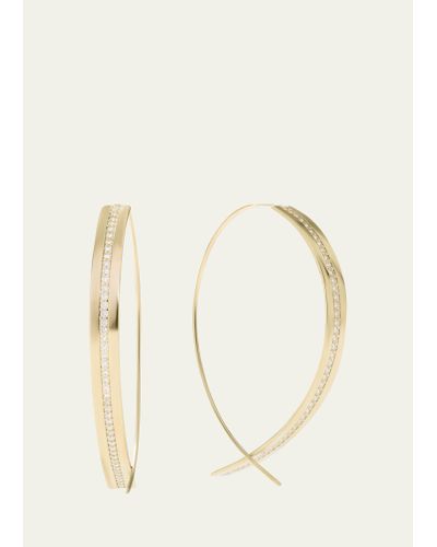 Lana Jewelry 14k Flawless Vanity Single Row Diamond Upside Down Hoop Earrings - Natural
