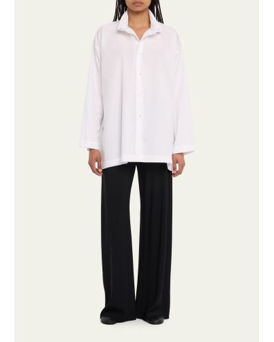 Eskandar Two-collar Button-front Cotton Blouse - White