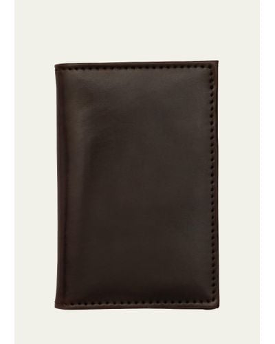Abas Cordovan Leather Vertical Bifold Card Case - Black