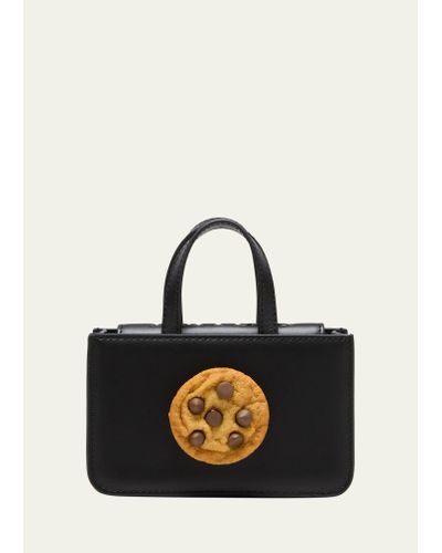 Puppets and Puppets Mini Cookie Leather Top-handle Bag - Black
