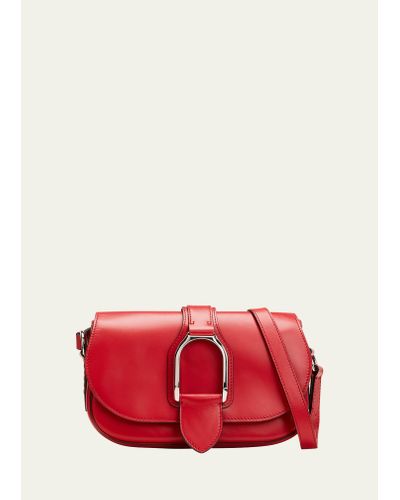 Ralph Lauren Collection Welington Flap Leather Shoulder Bag - Red