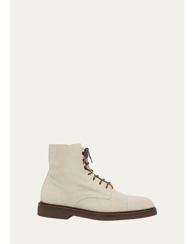 Brunello Cucinelli Hollywood Glamour Suede Lace-up Boots - Natural