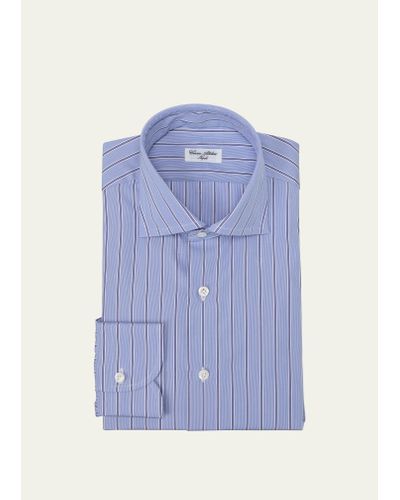 Cesare Attolini Cotton Multi-stripe Dress Shirt - Blue