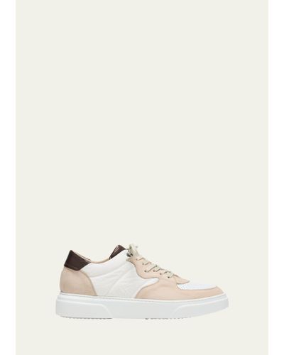 Ron White Macklan Suede And Microfiber Low-top Sneakers - Natural