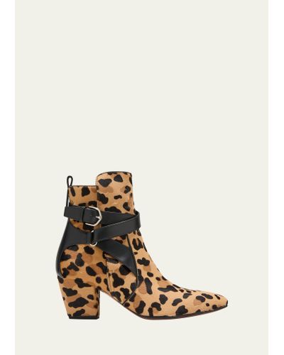 Alaïa Leopard Buckle Ankle Booties - White