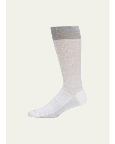 Marcoliani Tartan Check Mid-calf Socks - White