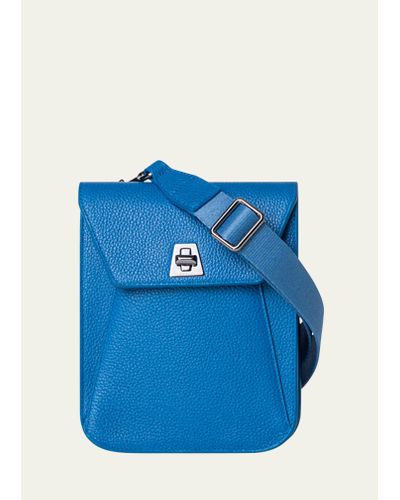 Akris Anouk Mini Flap Leather Messenger Bag - Blue