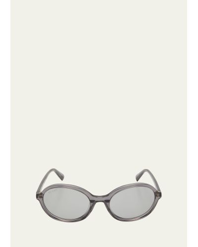 BY FAR Velvet Semi-transparent Round Acetate Sunglasses - Natural