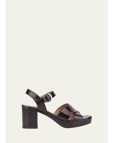 Aquatalia Mianna Leather Ankle-strap Platform Sandals - White