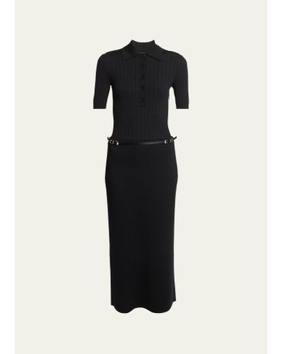 Givenchy Long Voyou Belt Polo Dress - Black