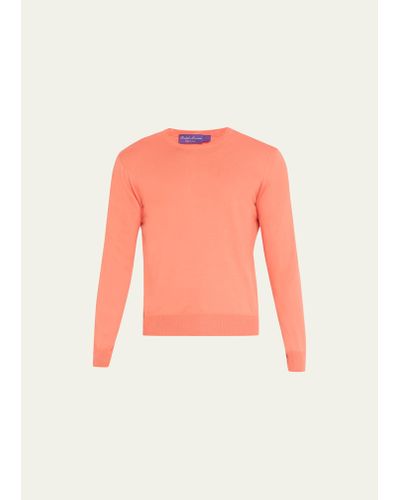 Ralph Lauren Purple Label Cotton Crew Sweater - Pink