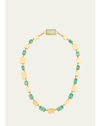 Judy Geib Gold Box Necklace With Colombian Emeralds And Peridot Clasp - Multicolor