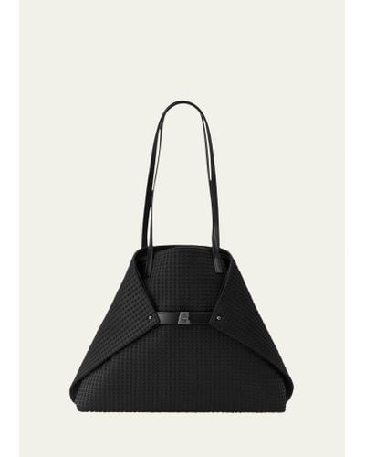Akris Ai Medium Techno Fabric Shoulder Bag, Black