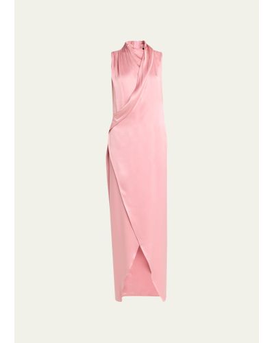 Giorgio Armani Draped Cowl-neck Silk Gown - Pink