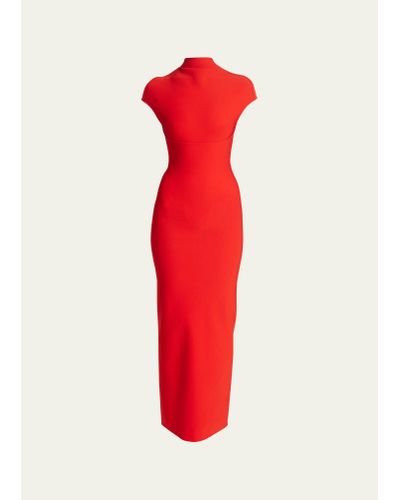 Alaïa Sculpting Jersey Corset Midi Dress - Red