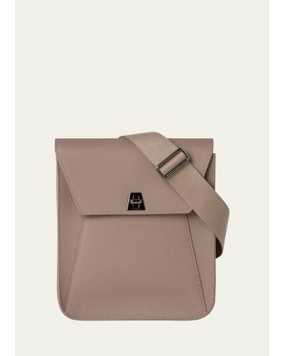 Akris Anouk Small Leather Messenger Bag - Natural