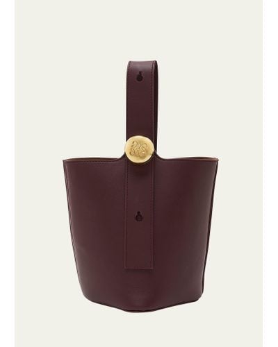 Loewe Mini Pebbled Leather Bucket Bag - Purple