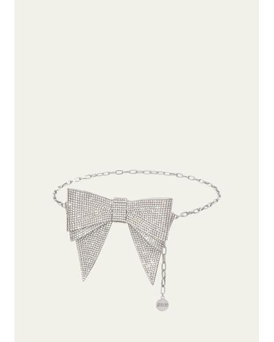 Judith Leiber Crystal Bow Chain Belt - Natural