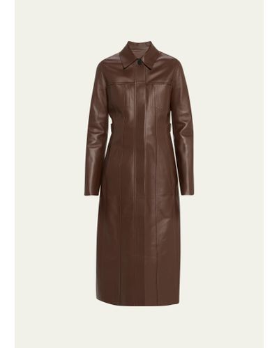 Ferragamo Napa Leather Coat - Brown