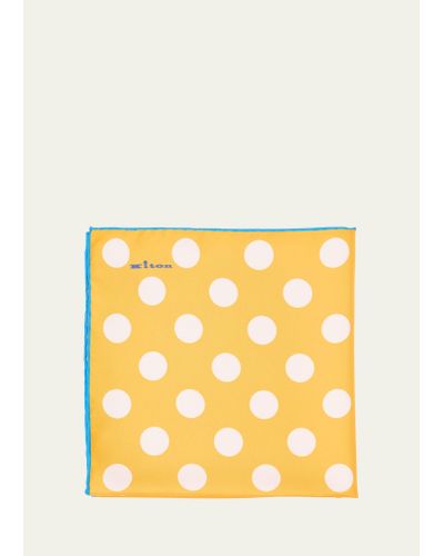 Kiton Silk Dots Pocket Square - Yellow