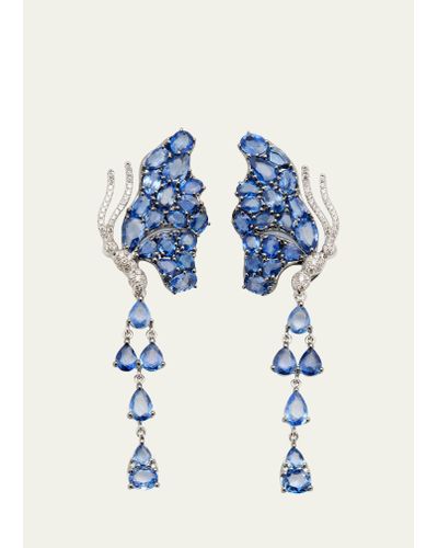 Stefere White Gold Blue Sapphire And White Diamond Earrings From The Butterfly Collection