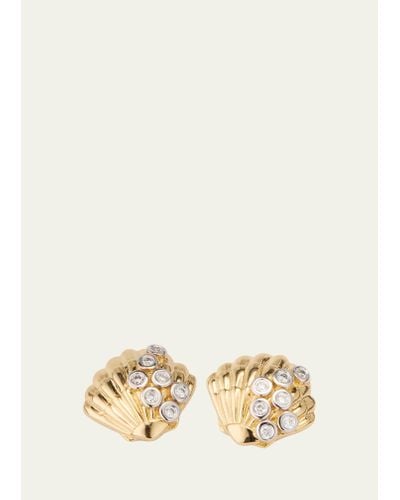 Sydney Evan Clam Shell 14k Gold Diamond Stud Earring - Natural