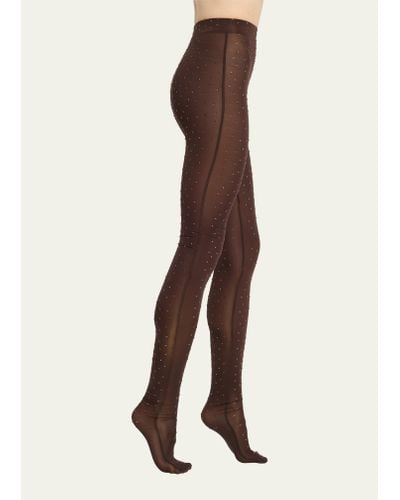 Alex Perry Crystal Jersey Stockings - Brown