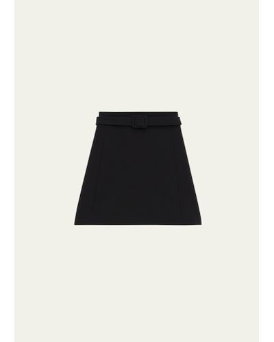 Theory Tailored Crepe A-line Mini Skirt - Black