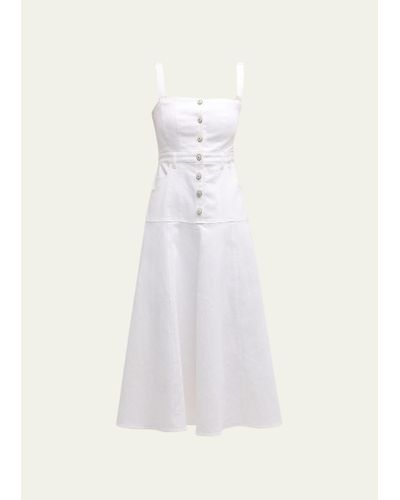 Cinq À Sept Veena Fit & Flare Midi Pinafore Dress - White