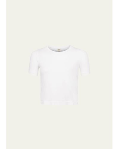 L'Agence Donna Short-sleeve Cropped Tee - Natural